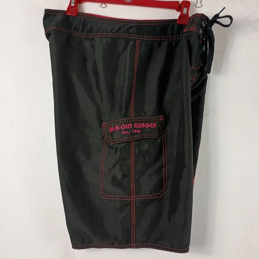 In-N-Out Burger Boardshorts Mens L 35 Brown Graphic Swim Trunks Surf Skater